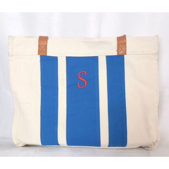 Extra Large 'S' Canvas Tote Shopper Bag Carryall Leather Straps Great Condition - Picture 3 of 9